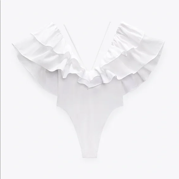 Zara LARGE RUFFLE SWIMSUIT - Picture 3 of 9